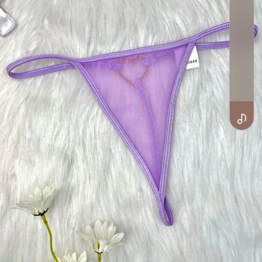 Sexy sheer Lilac v string thongs - Picture 3 of 7